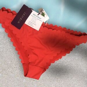 Lascana Red Scalloped Bikini Bottom Size S NWT